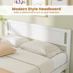 Costway Double Size Wood Bed Frame With Headboard Modern Platform Bed-White - thumbnail 8