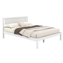 Costway Double Size Wood Bed Frame With Headboard Modern Platform Bed-White - thumbnail 2