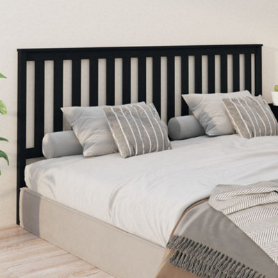 Berkfield Bed Headboard Black 206X6X101 Cm Solid Wood Pine - image 1
