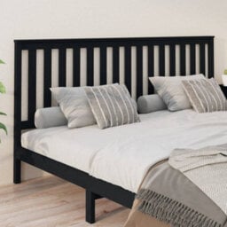 Berkfield Bed Headboard Black 206X6X101 Cm Solid Wood Pine - thumbnail 4