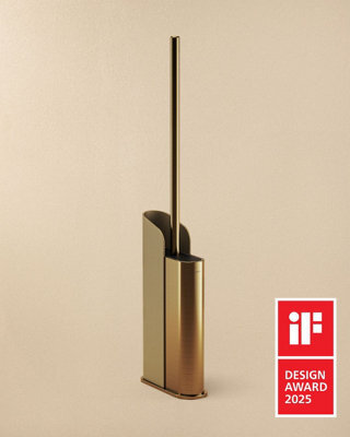 Cosmic Silicone Toilet Brush, Floor Or Self-Adhesive, Slim Design, Award-Winning Design, Gold Pvd, Flat Collection - image 1