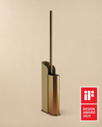 Cosmic Silicone Toilet Brush, Floor Or Self-Adhesive, Slim Design, Award-Winning Design, Gold Pvd, Flat Collection - thumbnail 1