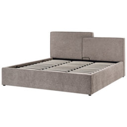 Beliani Ottoman Bed Fabric Lagarde 180 X 200 Cm (Eu Super King) Taupe - thumbnail 4