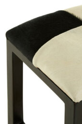 Orsina Black & White Leather Stool,natural Teak Wood Bar Stool, Black Finished Seat,leather Seat For Outdoor Patio - thumbnail 4