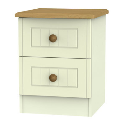 Vittoria Ready Assembled Matt Cream No Effect 2 Drawer Compact Bedside Table (H)505mm (W)395mm (D)415mm - image 1