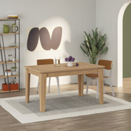Decortie Tolmen Dining Table Rectangular Extendable Table Up To 6 Seater Contemporary Kitchen Table 140Wcm Living Room, Oak