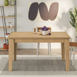 Decortie Tolmen Dining Table Rectangular Extendable Table Up To 6 Seater Contemporary Kitchen Table 140Wcm Living Room, Oak - thumbnail 4