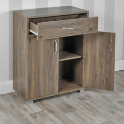 Grey Oak Small 2 Door 1 Drawer Hallway Living Room Sideboard Wooden Storage Cabinet Unit - thumbnail 5