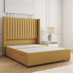 Bsspoke Manhattans Divan Bed Mustard Plush Velvet With 54Inch Headboard 2 Drawers Footend & No Mattress In Double King 4Ft 6Ft - thumbnail 2