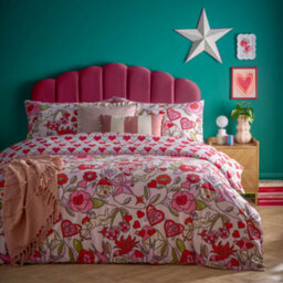 Furn. Glasshearts Printed Duvet Sets, Single, Pink - thumbnail 1