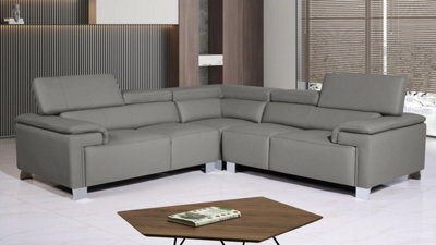 Genuine Leather Grey 2C2 Corner Sofa - image 1