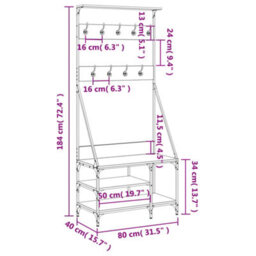 Walplus Clothes Rack With Shoe Storage Brown Oak 80X40X184 Cm - thumbnail 9