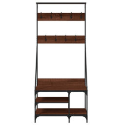 Walplus Clothes Rack With Shoe Storage Brown Oak 80X40X184 Cm - thumbnail 4