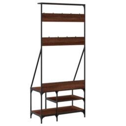 Walplus Clothes Rack With Shoe Storage Brown Oak 80X40X184 Cm - thumbnail 6