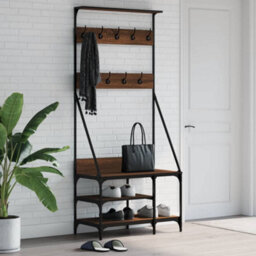 Walplus Clothes Rack With Shoe Storage Brown Oak 80X40X184 Cm