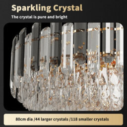 Vrygle 60Cm Heavy Duty Luxury Led Crystal Ceiling Light Fixture Lamps Modern Chandelier Pendant Lamp - thumbnail 7