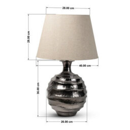 Grey Silver Bedside Table Lamp With Round Metal Base & Fabric Shade - 64Cm High For Living Room, Bedroom, Office Decor - thumbnail 5