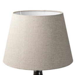 Grey Silver Bedside Table Lamp With Round Metal Base & Fabric Shade - 64Cm High For Living Room, Bedroom, Office Decor - thumbnail 4