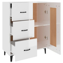 Berkfield Classic Sideboard High Gloss White 69.5X34X90 Cm Engineered Wood - thumbnail 7