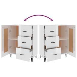 Berkfield Classic Sideboard High Gloss White 69.5X34X90 Cm Engineered Wood - thumbnail 9