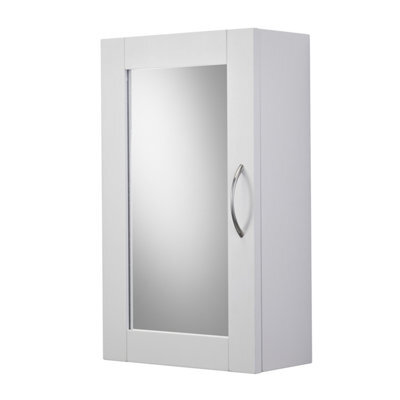 Croydex Hemlington Matt White Single Bathroom Cabinet With Mirrored Door (H)500mm (W)300mm - image 1