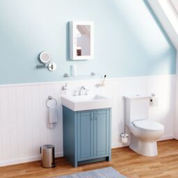 Croydex Hemlington Matt White Single Bathroom Cabinet With Mirrored Door (H)500mm (W)300mm - thumbnail 3