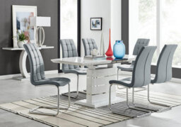 Furniturebox Uk Renato 120Cm High Gloss Extending Dining Table And 6 Grey Murano Chairs - thumbnail 1