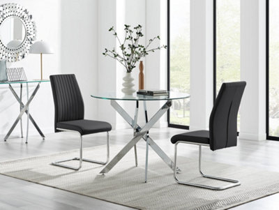 Furniturebox Uk Novara Round Dining Table And 2 Black Lorenzo Chairs Set - image 1