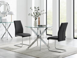 Furniturebox Uk Novara Round Dining Table And 2 Black Lorenzo Chairs Set
