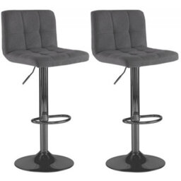 Set Of Two Neo Dark Grey Fabric Bar Stools With Matt Black Legs - thumbnail 2