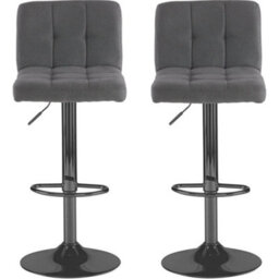 Set Of Two Neo Dark Grey Fabric Bar Stools With Matt Black Legs - thumbnail 6