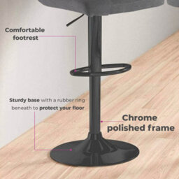 Set Of Two Neo Dark Grey Fabric Bar Stools With Matt Black Legs - thumbnail 3