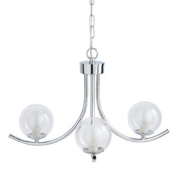 Pagazzi Lighting Pagazzi Jimena 3-Light Polished Chrome Chandelier Pendant Ceiling Light - thumbnail 4