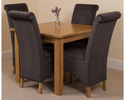 That's Furniture Oslo 90 X 90 Cm Oak Small Dining Table And 4 Chairs Dining Set With Montana Black Fabric Chairs - thumbnail 1