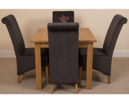 That's Furniture Oslo 90 X 90 Cm Oak Small Dining Table And 4 Chairs Dining Set With Montana Black Fabric Chairs - thumbnail 2