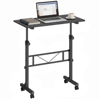 Overbed Table Adjustable Height With Steel Frame Black - image 1