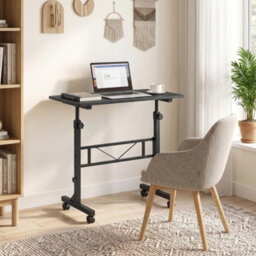 Overbed Table Adjustable Height With Steel Frame Black - thumbnail 6