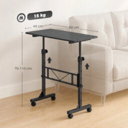 Overbed Table Adjustable Height With Steel Frame Black - thumbnail 2