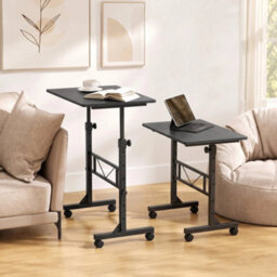 Overbed Table Adjustable Height With Steel Frame Black - thumbnail 3