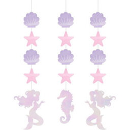 Creative Party Mermaid Hanging Decoration (Pack Of 3) Pink/purple/iridescent (One Size)