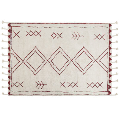 Beliani Rug Kenitra Off-White 160 X 230 Cm Cotton - image 1