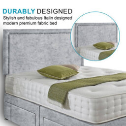 Dining Tables Seoul Matching Headboard Divan Set, 2 Drawer On Same Side With Sprung 1500 Comfort Mattress - Crushed Velvet Silver - King - thumbnail 3