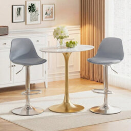 Set Of 2 Faux Leather Upholstered Counter Height Chairs Bar Stools - thumbnail 4