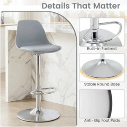 Set Of 2 Faux Leather Upholstered Counter Height Chairs Bar Stools - thumbnail 5