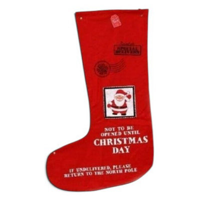 Sil Large Felt Santa Christmas Stocking 90 X 34.5 Cm, Red, Fluffy Indoor Decoration