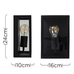 Valuelights Tideswell Modern Ip44 Rated Black And Glass Rectangular Outdoor Security Wall Light Lantern - thumbnail 8