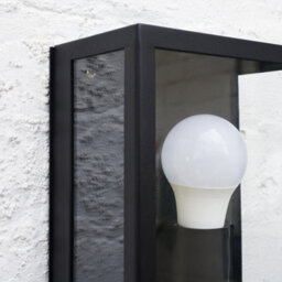 Valuelights Tideswell Modern Ip44 Rated Black And Glass Rectangular Outdoor Security Wall Light Lantern - thumbnail 7