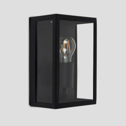 Valuelights Tideswell Modern Ip44 Rated Black And Glass Rectangular Outdoor Security Wall Light Lantern - thumbnail 4