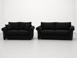 Harrison Plush Velvet Sofa - Elegant Modern Sofa Collection - Black 3 Plus 2 Set