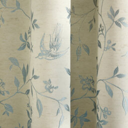 Curtina Bird Trail Woven Jacquard Pair Of Duck Egg Pencil Pleat Curtains - thumbnail 3